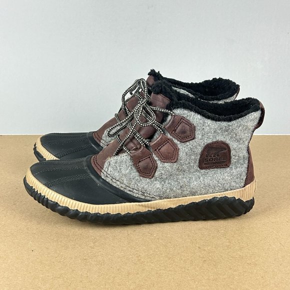 Sorel Shoes - Sorel Out n About Plus Wool Duck Boots Womens 9.5 Gray Lace Up Faux Fur Lined